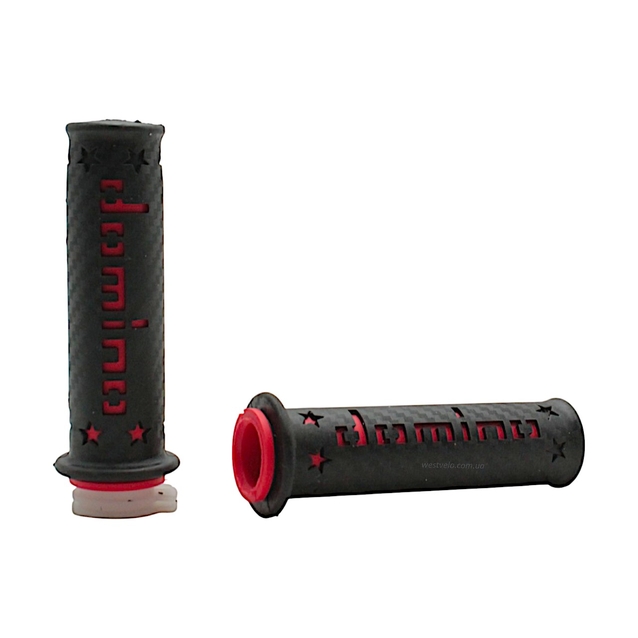 Мото гріпси DOMINO універсальні (тип2) чорно-червоні фото westvelo.com