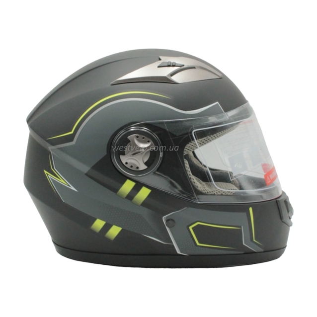 Мото шолом, закритий (XS 53-54) F2 830-1 Інтеграл,Neon yellow #1, чорний матовий фото westvelo.com