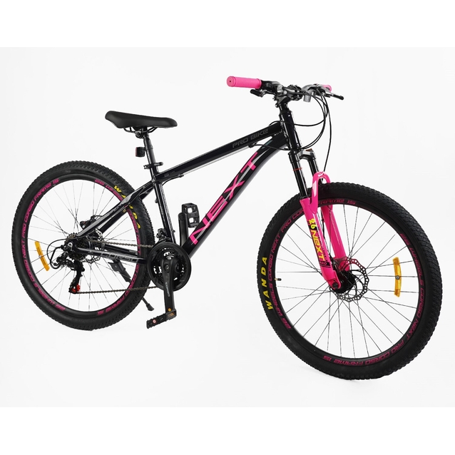 Велосипед 26 AL Corso «NEXT» NX-26368 алюміній 15", (к-т SHIMANO) чорно-рожевий фото westvelo.com