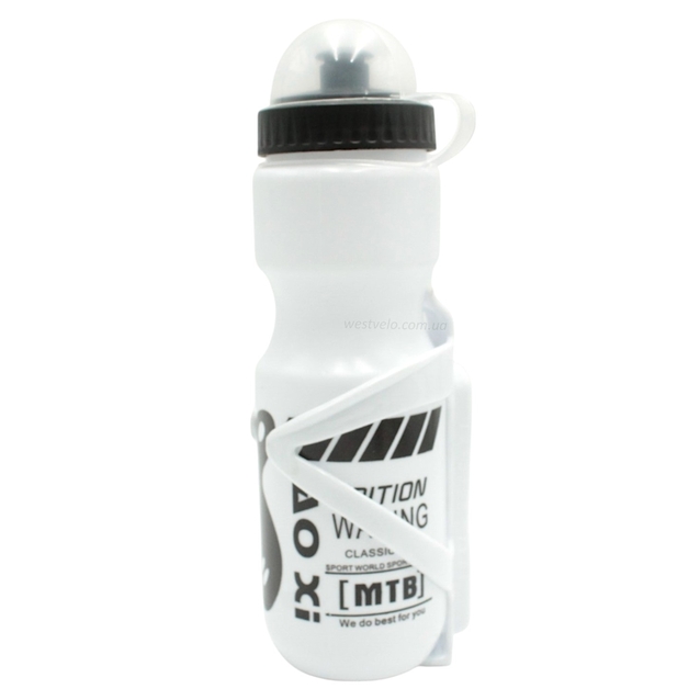 Фляга 650ml. пластмасова біла + фляготримач пластик фото westvelo.com