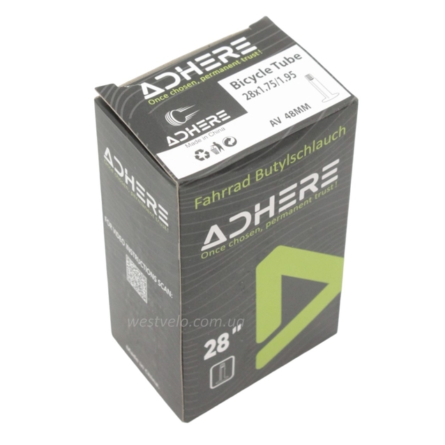 Камера 28. довгий ніпель AV 48mm ADHERE (1.75-1.95) фото westvelo.com