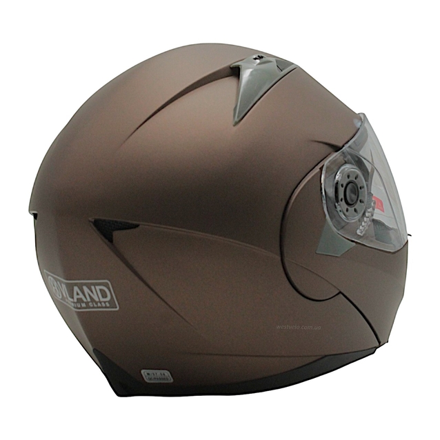 Мото шолом, трансформер (M) (57-58см) VLAND 158 бронзовий матовий  з відкидними окулярами фото westvelo.com