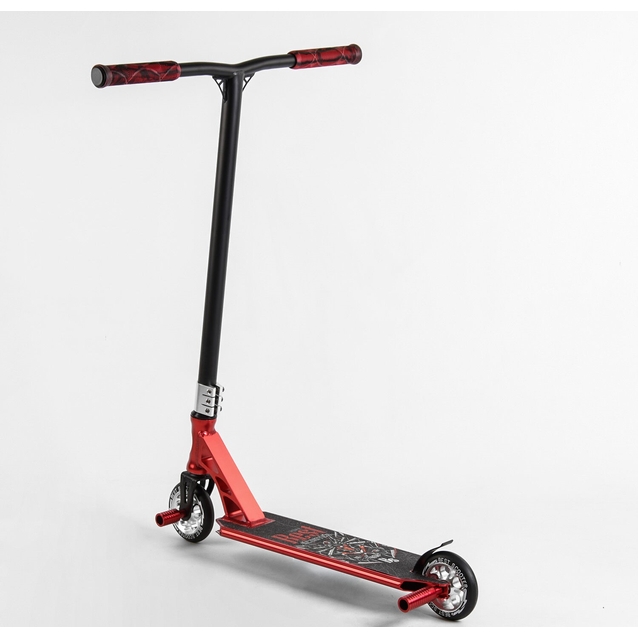 Самокат трюковий Best Scooter «SPIDER» 28536 червоний, HIC-система, пеги, AL диск та дека, колеса PU Ø110mm, ширина керма - 60 см фото westvelo.com