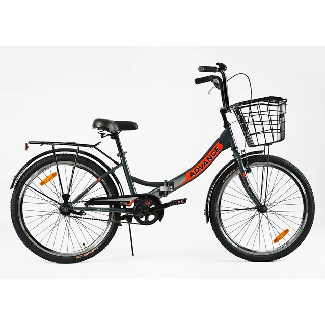 Міський велосипед 24 ST Corso «ADVANCE» AD-24715 (складна рама) сталь 14", сіро-помаранчевий(+к/к/б) фото westvelo.com