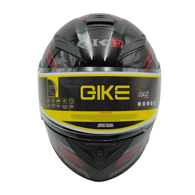 Мото шолом, закритий (L) QIKE TRON "1015-3" чорно-сіро-червоний, глянцевий фото westvelo.com