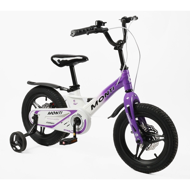 Дитячий велосипед 14 MG Corso «MONTI» MT-14041, магнієва рама, біло-фіолетовий фото westvelo.com