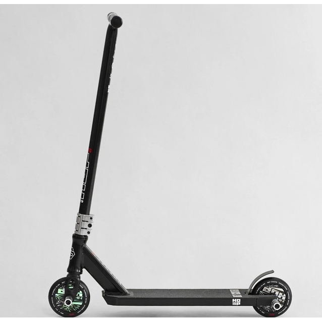 Самокат трюковий Best Scooter «HOP» N-16180 чорний, HIC-система, пеги, AL диск та дека, колеса PU Ø120mm, ширина керма - 58 см фото westvelo.com