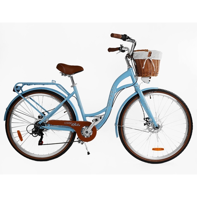 Міський велосипед 28 AL Corso «SONATA» SN-28516 алюміній 18", (к-т SHIMANO) блакитний (+к/к/б) фото westvelo.com