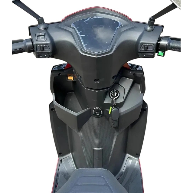 Електроскутер Corso «JOGGER» JR-948133, двигун 1500W, акумулятор 72V 25Ah свинцево-кислотний, чорно-червоний, колеса 10" + 1 ящик. акум фото westvelo.com