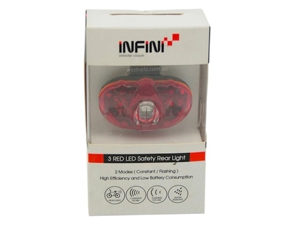 Мигалка на батарейках зад. INFINI 1-406 Vista 3 SMD LED, 2 режима