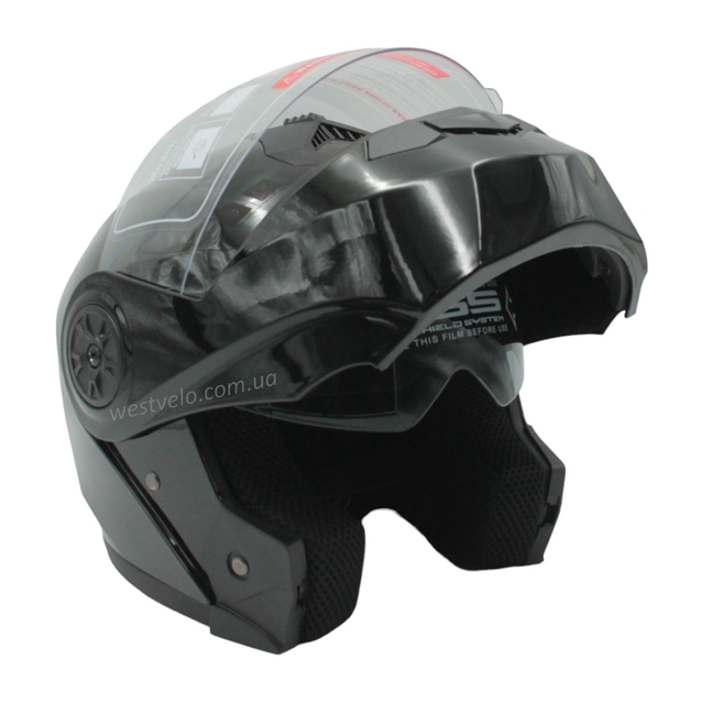 Мото шолом, трансформер (L 59-60) BLD-159 чорний глянець з відкидними окулярами фото westvelo.com