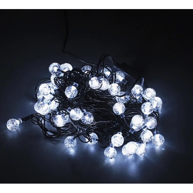 Гірлянда 8 м, 60 лампочок, біле світло, прозорі кульки, живлення 220V (С 54316) фото westvelo.com