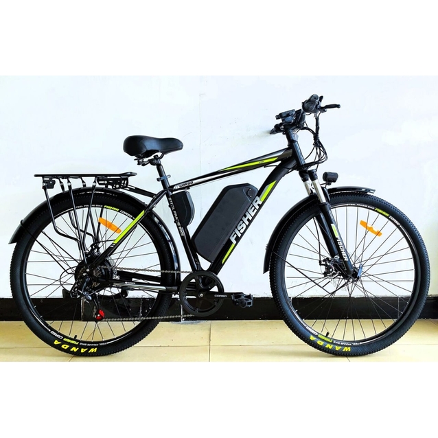 Електровелосипед 29 ST Corso «FISHER» FH-51173 сталь 21, двигун 600W, акумулятор 48V20Ah літієвий (к-т SHIMANO) чорно-салатовий фото westvelo.com