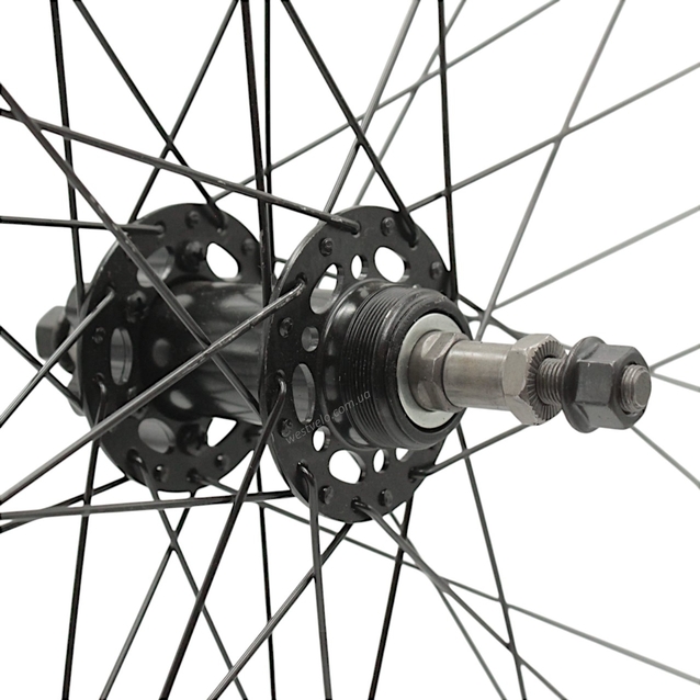 Колесо 28-29 зад, обід 2-ний чорний, втулка ST. SHUNFENG, диск 6 болтів, чорна спиця фото westvelo.com