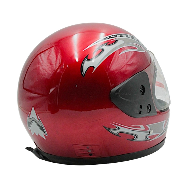 Мото шолом, закритий "CNJM" YELE, інтеграл, червоний глянець з чорно-сірим малюнком, з коміром фото westvelo.com