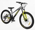 Велосипед 24 AL Corso «KORD» KD-85009 алюміній 11", (к-т SHIMANO) графітово-жовтий