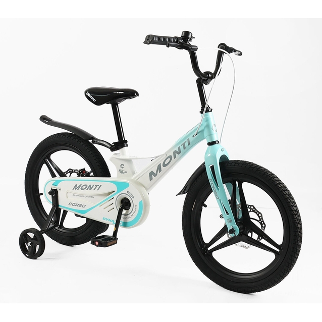 Дитячий велосипед 18 MG Corso «MONTI» MT-18478, магнієва рама, біло-бірюзовий фото westvelo.com