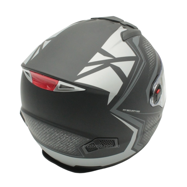 Мото шолом, закритий (S 55-56) F2 М61 чорно-сірий, матовий з відкидними окулярами фото westvelo.com