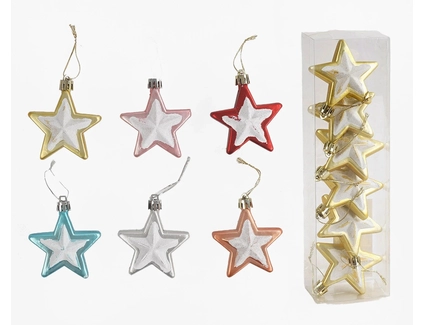 Новорічні прикраси .6 шт, 6 видів, зірочки, у слюді, ВИДАЄТЬСЯ МІКС ВИДІВ (C 67720)