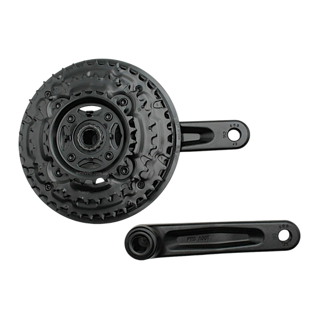 Система шатунів мтв мала PROWHEEL. МА-AT45. AL чорна (24/34/42Т) L-152мм. фото westvelo.com