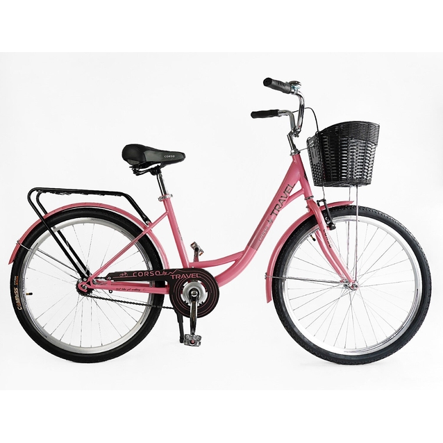 Міський велосипед 26 ST Corso «TRAVEL» TL-26611 сталь 16,5", рожевий (+к(чорний)/к/б) фото westvelo.com