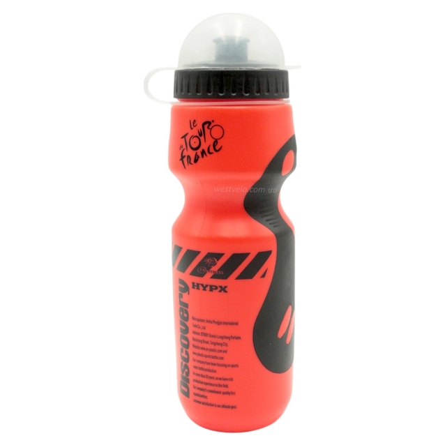 Фляга Discovery 650ml харч.пластик, червоно-чорна, з гумовими вставками