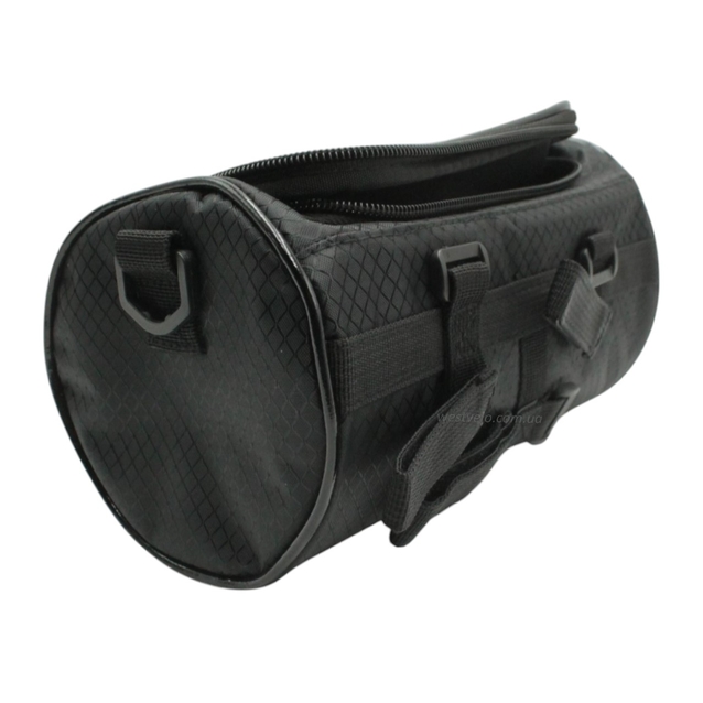 Сумка на раму + місце для телефону,чорна кругла з ременем на плече 221 фото westvelo.com