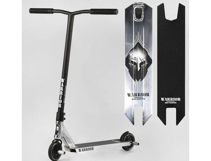 Самокат трюковий Best Scooter «WARRIOR» Т-30401 срібний, HIC-система, пеги, AL диск та дека, колеса PU Ø120mm, ширина керма - 58 см