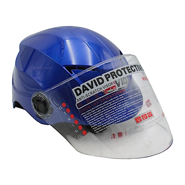 Мото шолом, відкритий "DAVID" S327, синій глянцевий, регулятор розміру з відкідними окулярами (мото/вело/самокат) фото westvelo.com