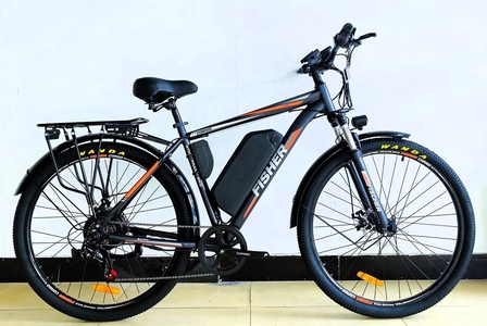 Електровелосипед 29 ST Corso «FISHER» FH-90855 сталь 21, двигун 600W, акумулятор 48V20Ah літієвий (к-т SHIMANO) графітово-помаранчевий