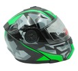 Мото шолом, трансформер (S 55-56) BLD-159 чорно-зелений глянець з відкидними окулярами фото westvelo.com