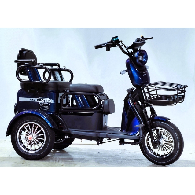 Трицикл Corso «PROTEX MAX» PX-174237, двигун 1200W, акумулятор 72V 28Ah графеновий, синій + 1 ящик. акум, колеса 10" фото westvelo.com