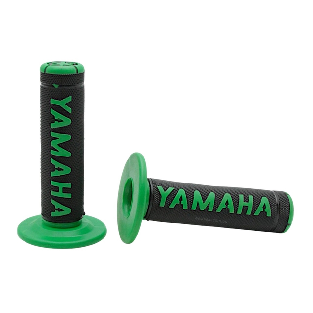 Мото гріпси "YMH" (Yamaha), чорно-зелені, гумові з буртиком фото westvelo.com