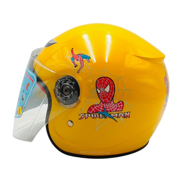 Мото шолом дитячий, відкритий (S) "908", Spider Man , жовтий фото westvelo.com
