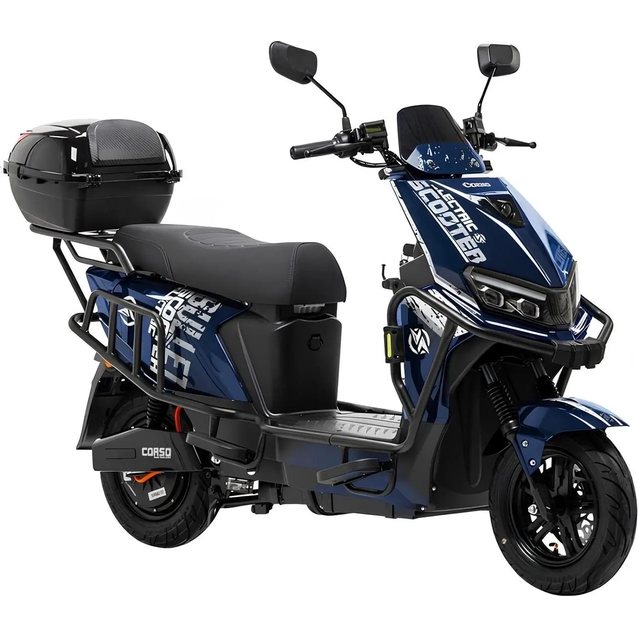 Електроскутер Corso «BULLET» BT-784127, двигун 2500W, акумулятор 72V/40Ah літій-залізо-фосфатний, синій, колеса 12" фото westvelo.com