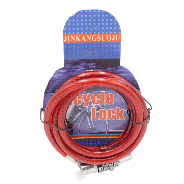 Замок на код 4 цифри JINKANG Ø8mm L-1000mm (різні кольори) фото westvelo.com