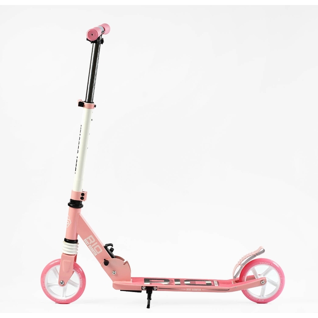 Самокат дитячий 2-х колісний, PU Best Scooter «RIO» 23617 світло рожевий, Ø145mm, передній амортизатор, AL гальмо фото westvelo.com