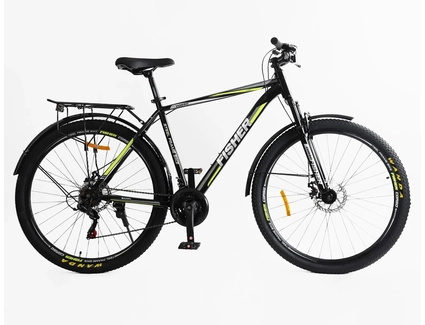 Велосипед 29 ST Corso «FISHER» FS-70190 сталь 21", (к-т SHIMANO) чорно-сіро-жовтий