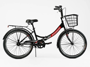 Міський велосипед 24 ST Corso «ADVANCE» AD-24400 (складна рама) сталь 14", чорно-червоний (+к/к/б)