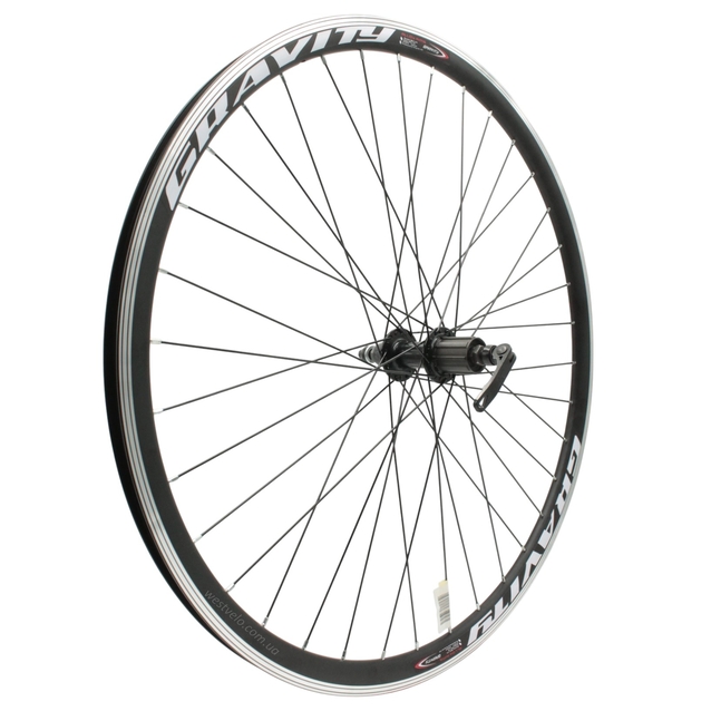 Колесо 28-29 зад, обід 2-ний чорний, втулка AL. Joy Tech, касета (8-10S), ексцентрик, чорна спиця (Gravity) фото westvelo.com