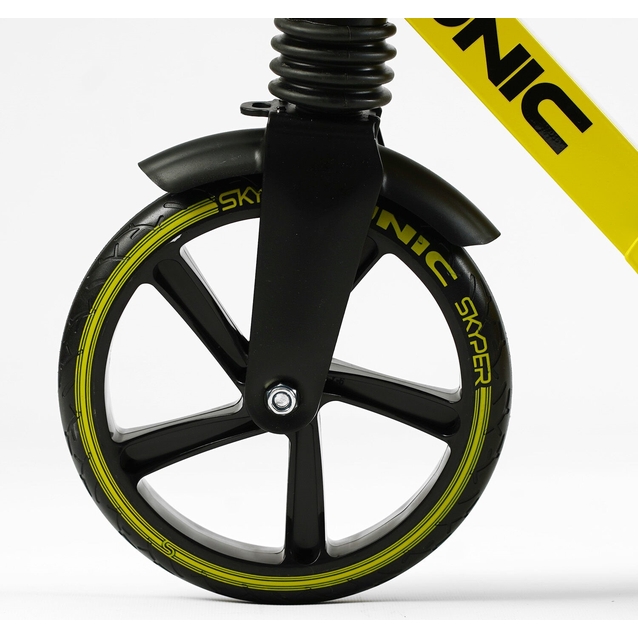 Самокат дитячий 2-х колісний, PU Skyper «UNIC» UN-80064 жовтий, колеса Ø200mm, ручне дискове гальмо, 1 амортизатор передній фото westvelo.com