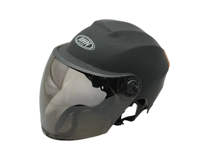 Мото шолом, відкритий (56-62см) AWN (822), чорний матовий, регулятор розміру з катафотом (мото/вело/самокат)