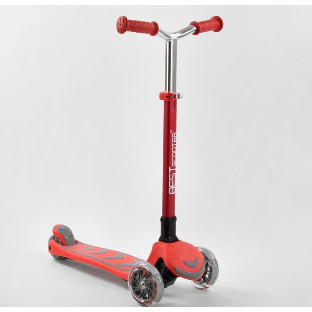 Самокат дитячий 3-х колісний, Best Scooter Y-00325 червоний, колеса PU Ø120mm/80mm зі світлом, складне AL кермо фото westvelo.com