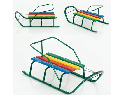 Сани без ручки, плоскі полози, зелені