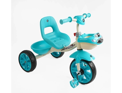 Дитячий велосипед 3-х колісний EVA (піна) Best Trike колеса 10-8, «Машинка» BS-60985 блакитний, сталева рама, УКР.ОЗВУЧУВАННЯ, кошик