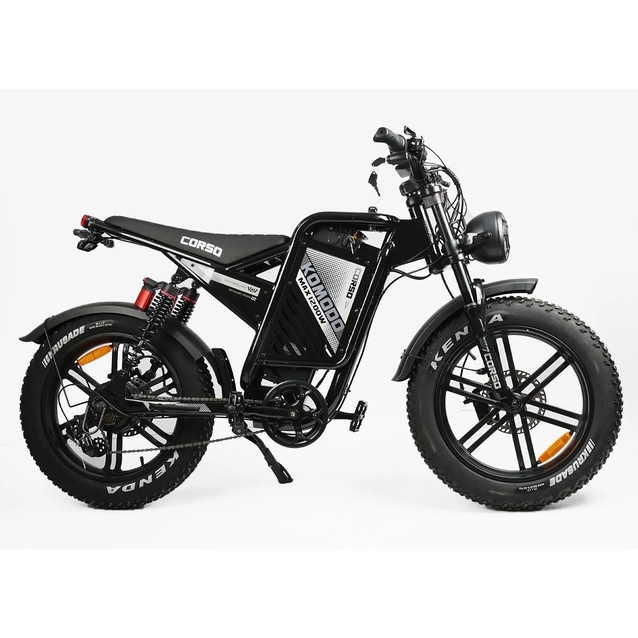 Електрофетбайк 20 ST Corso «KOMODO MAX» KM-84309 сталь, двигун 1200W, акумулятор 60V 21Ah літієвий, (к-т SHIMANO) чорний, литі колеса фото westvelo.com