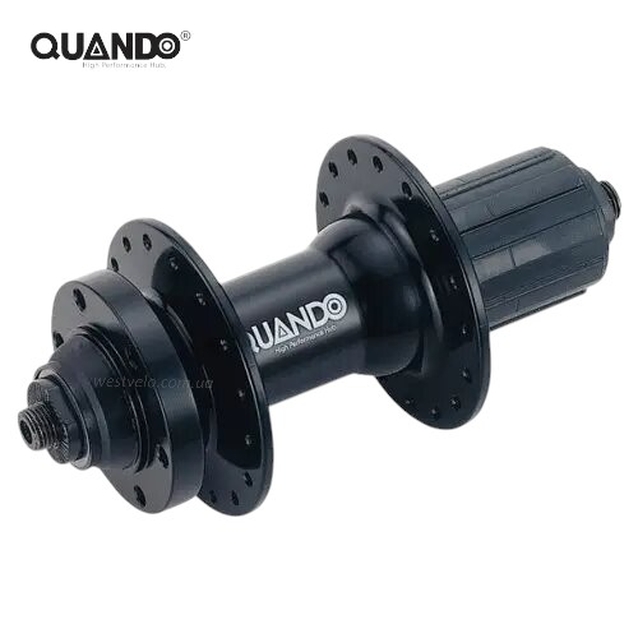 Втулка мтв задня, QUANDO, касета 8-10S, алюмінієвана, диск гальма 6 болтів, з ексцентриком 32 спиці (50) фото westvelo.com