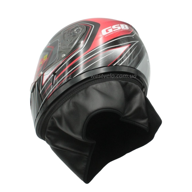Мото шолом, закритий (M) "GSB" Інтеграл 349, чорно-червоний з коміром фото westvelo.com