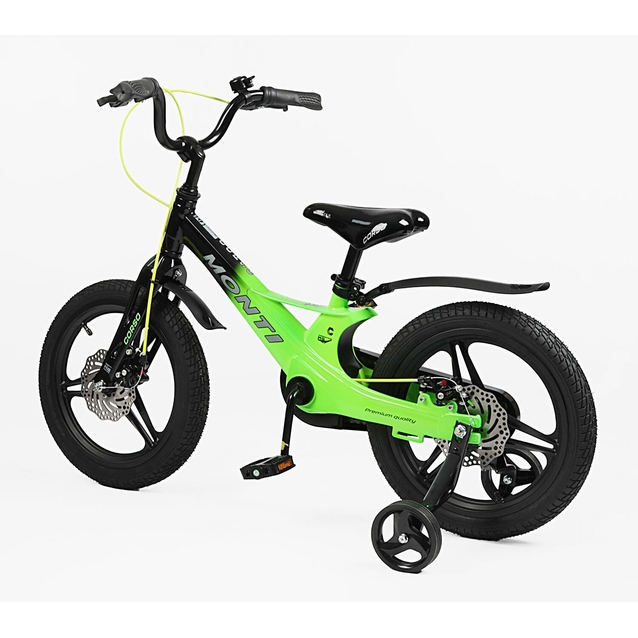 Дитячий велосипед 16 MG Corso «MONTI» MT-16500, магнієва рама, чорно-салатовий фото westvelo.com