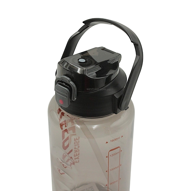 Фляга 1600 ml харч.пластик, KEEPTO EXERCISE, (для тренувань) з трубкою, чорна фото westvelo.com